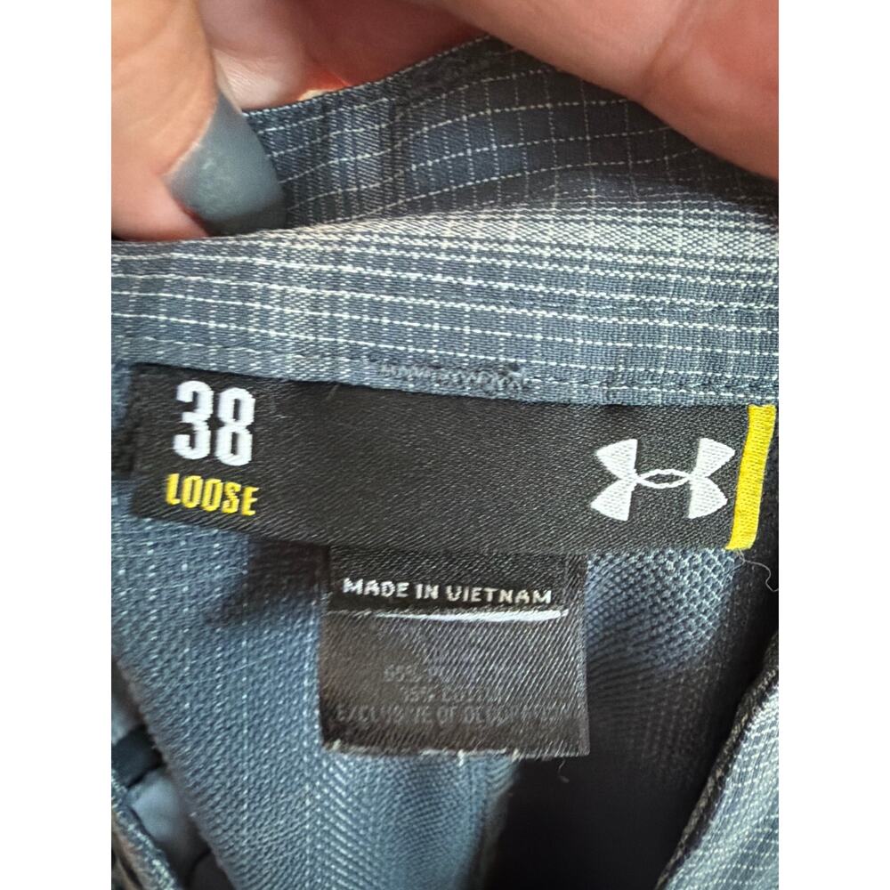 Under Armour size 38 blue and white plaid golf shorts - Picture 3 of 3